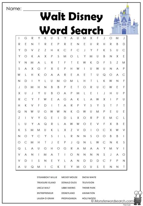 Free Printable Disney Word Search